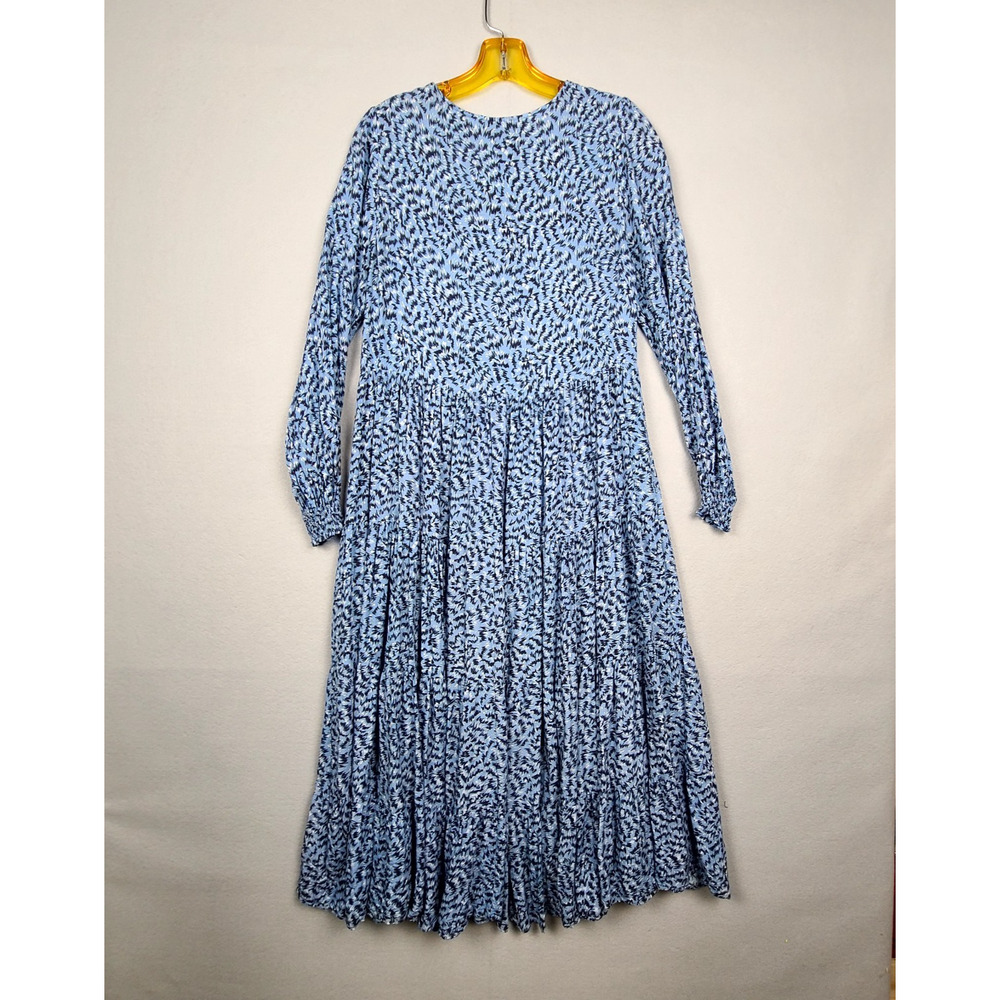 Zara The Angel Prairie Floral Midi Dress Boho Cottagecore Blue Small Tiered - Picture 8 of 10